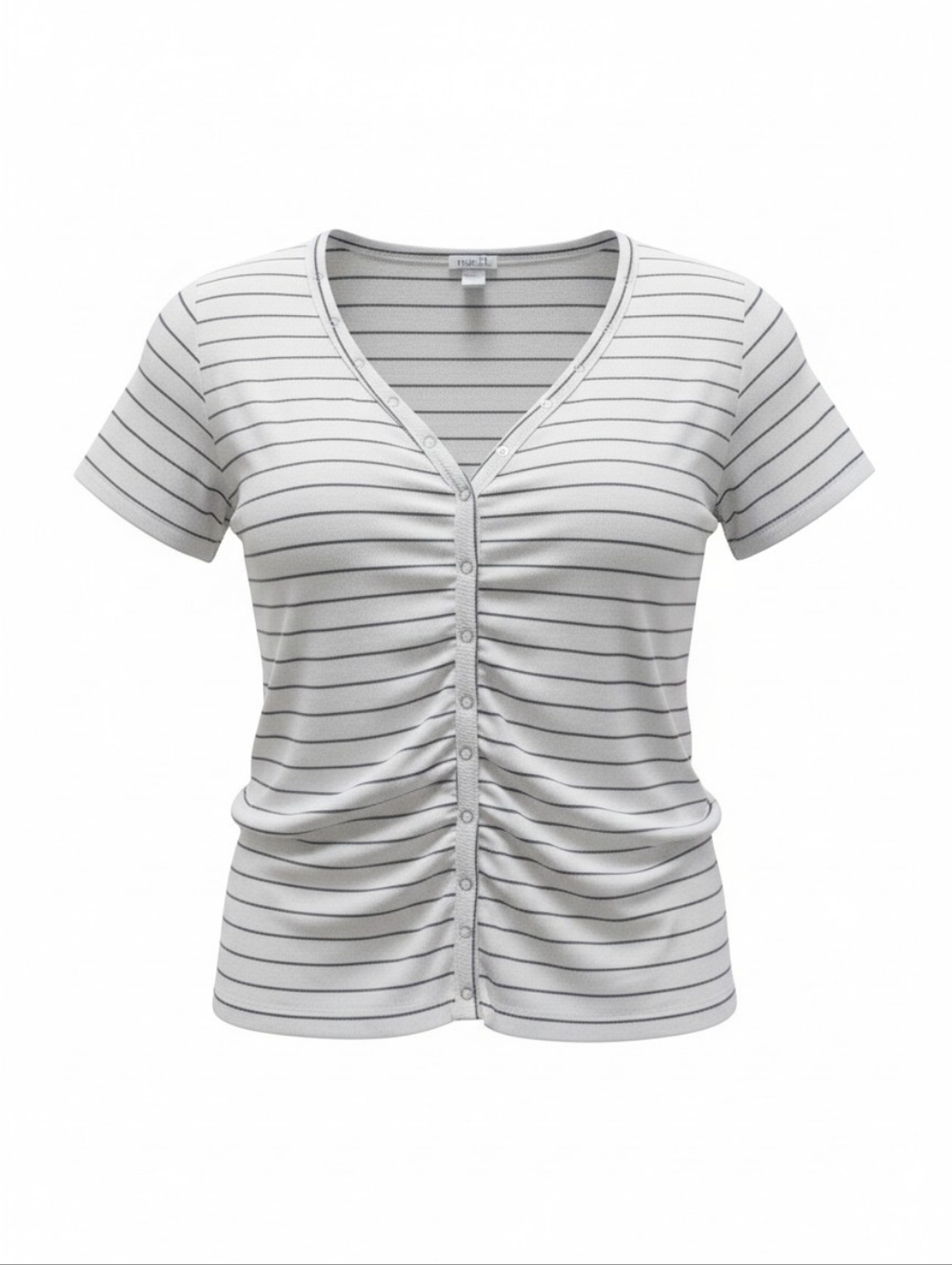 rue21 Black & White Striped Short Sleeve Henley Tee - Size XL